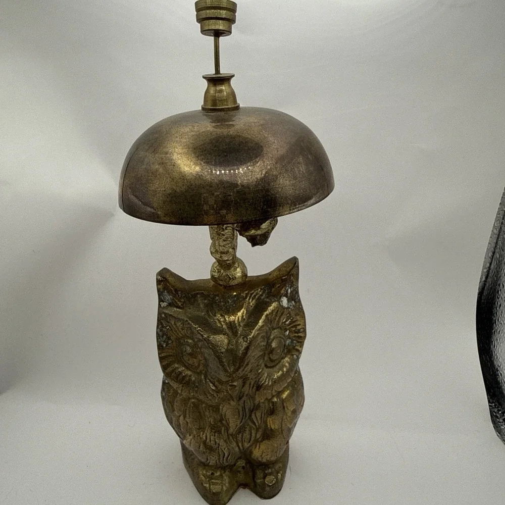 Vintage Brass Owl Service Bell Figural Concierge Hotel General Store Counter